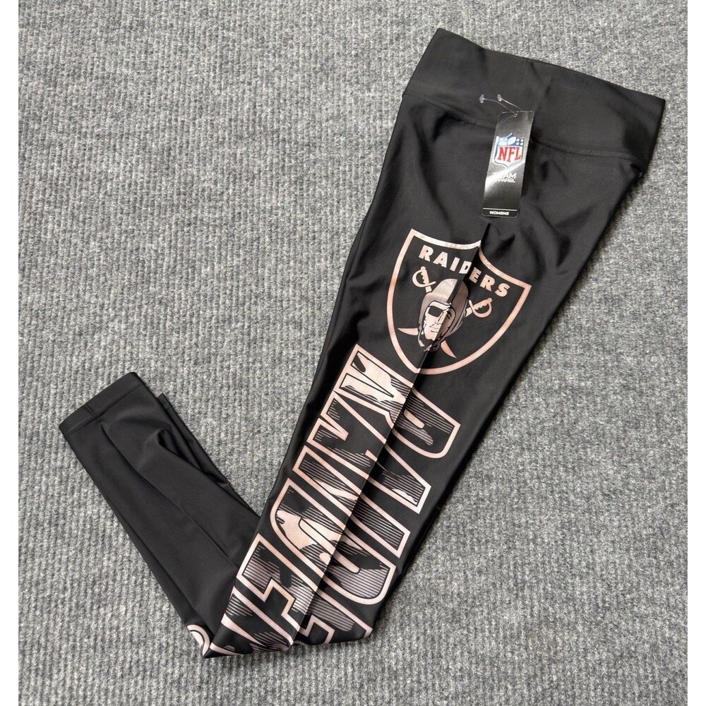 NFL Team Apparel Women's Size Small Las Vegas Raiders Leggings Black Logo NEW